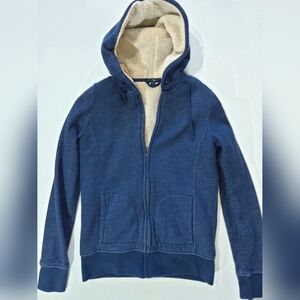 Gap Womens‎ Fleece Lined Jacket Size Small Navy Blue Full Zip Winter Y2K Style